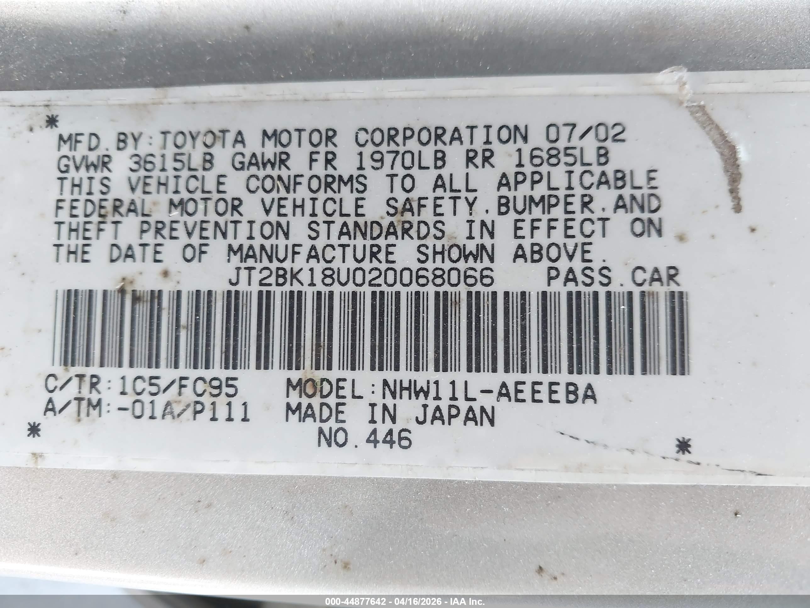 2002 Toyota Prius   Silver vin: JT2BK18U020068066