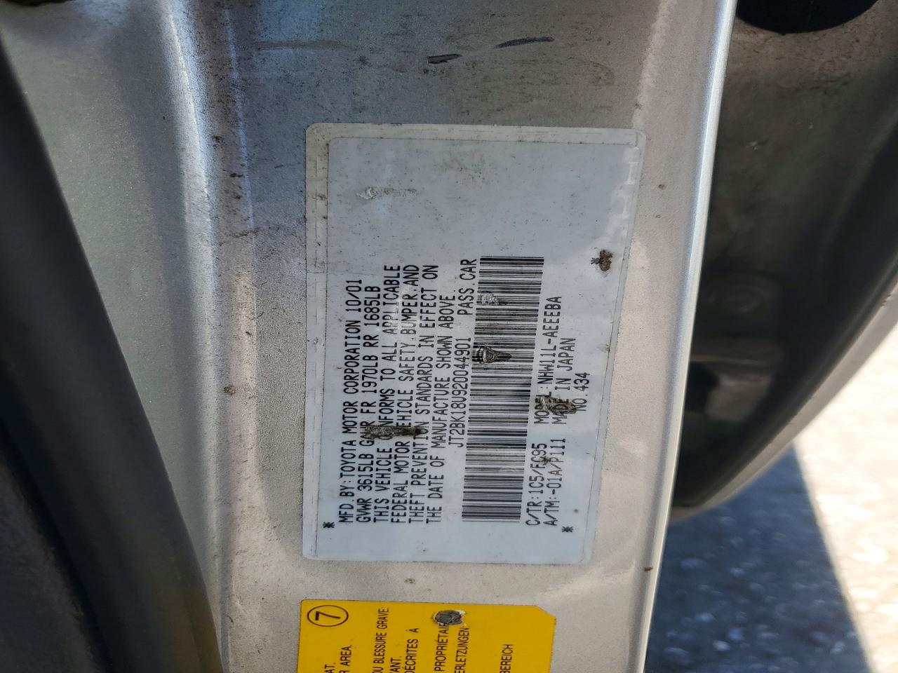 2002 Toyota Prius Base Silver vin: JT2BK18U920044901