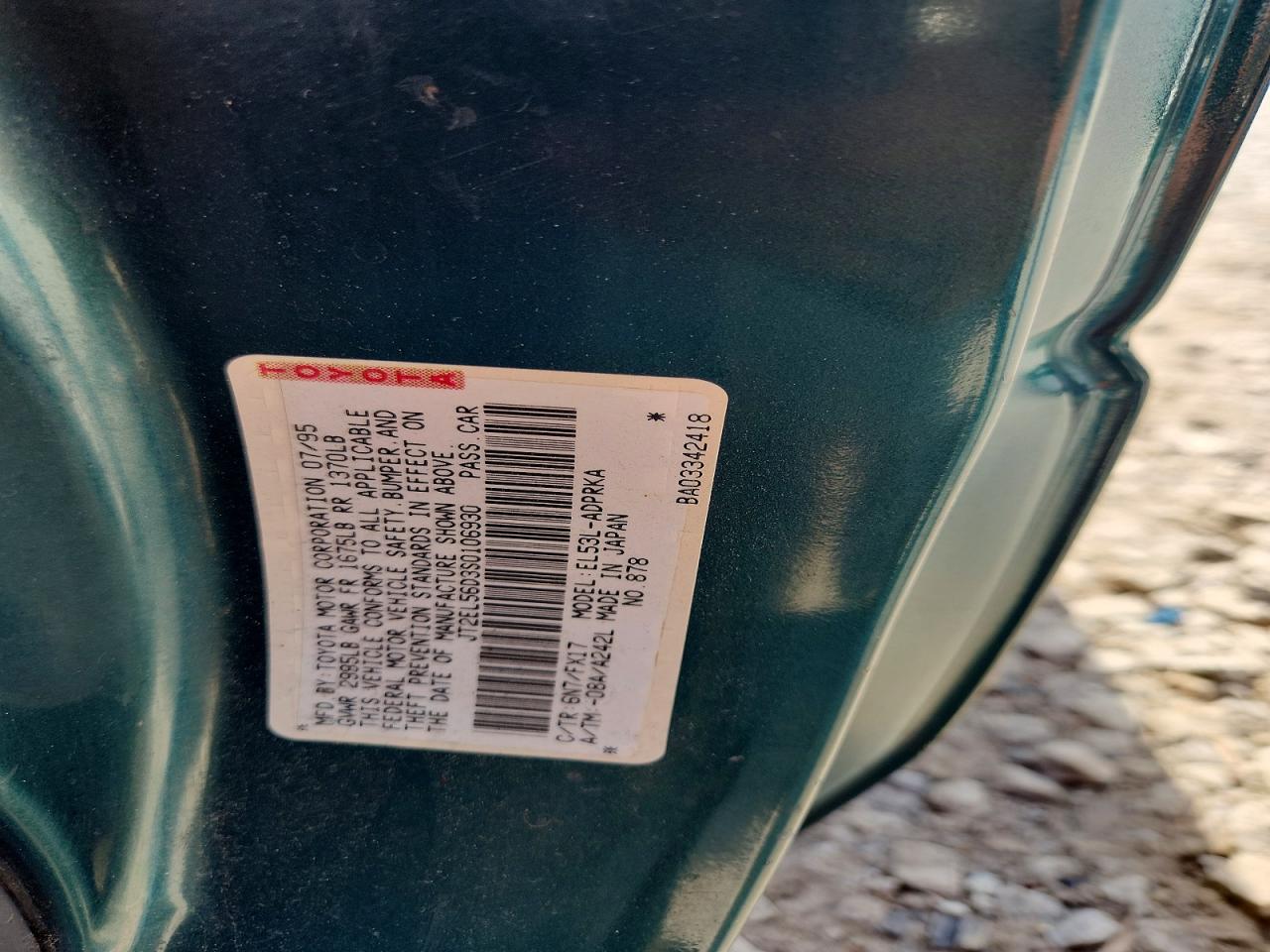 1995 Toyota Tercel Dx Green vin: JT2EL56D3S0106930
