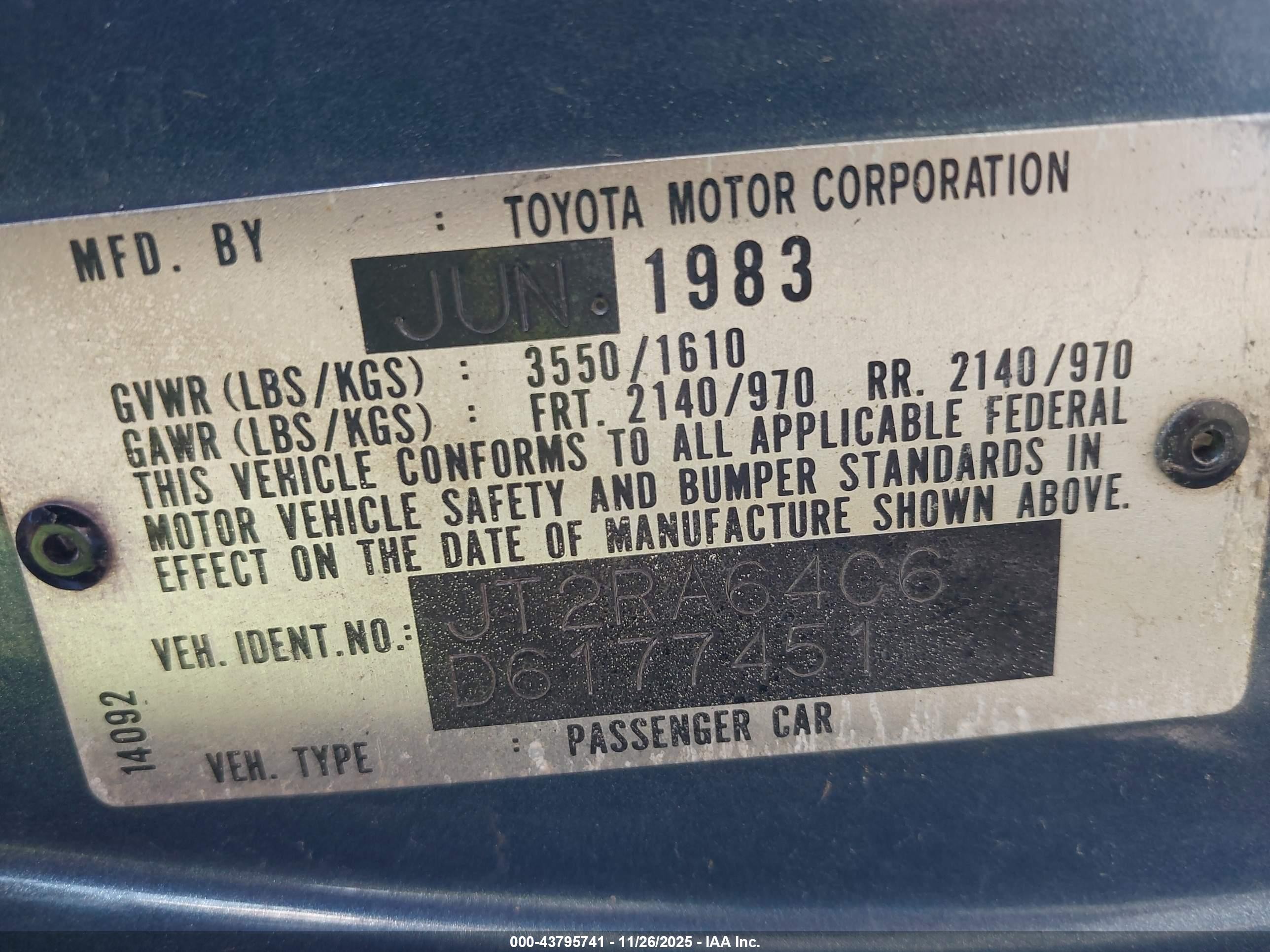 1983 Toyota Celica Gt Blue vin: JT2RA64C6D6177451