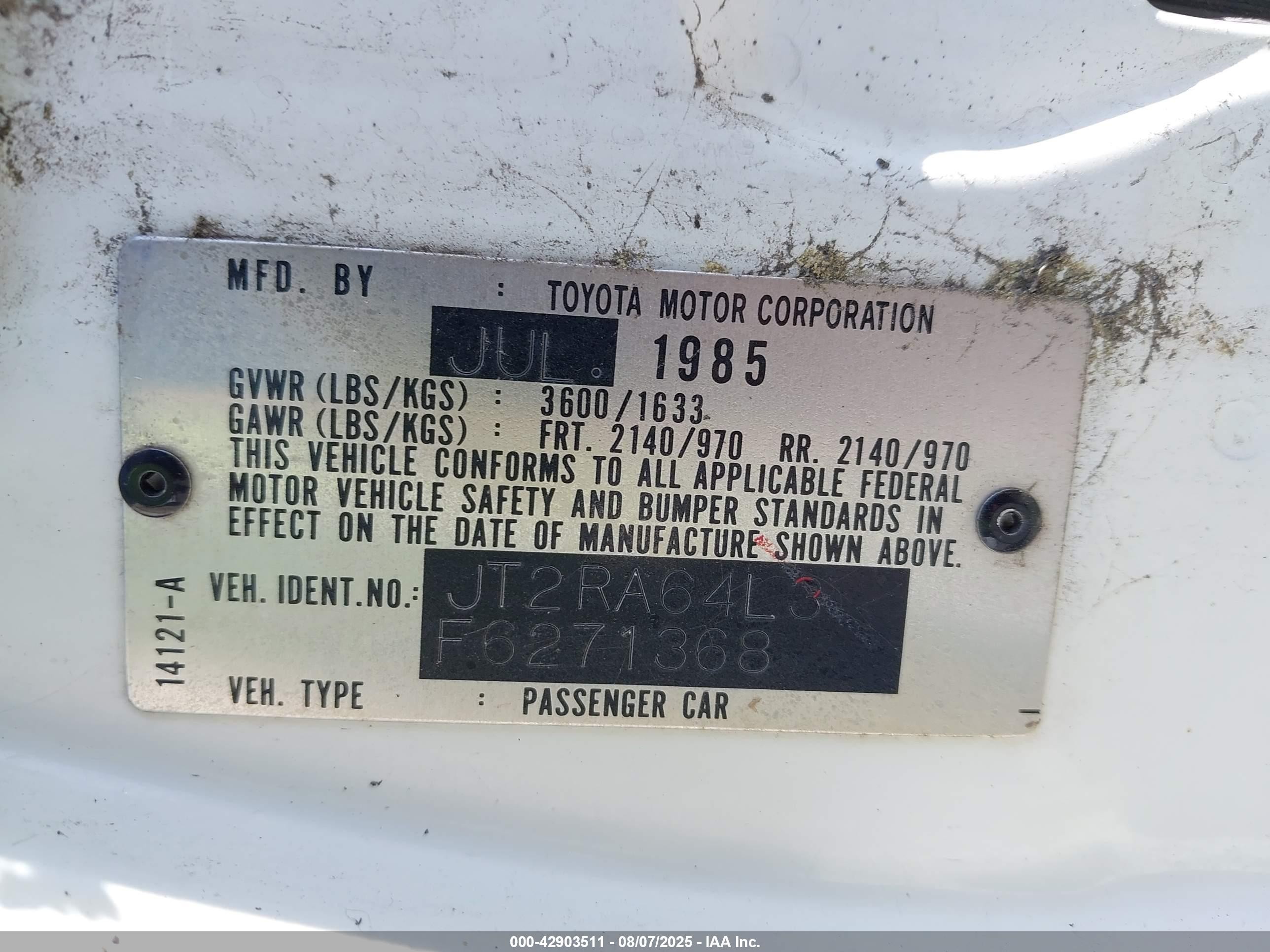 1985 Toyota Celica Gt White vin: JT2RA64L3F6271368