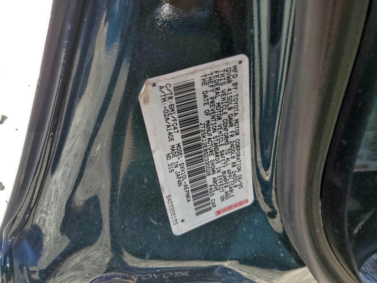 1995 Toyota Camry Le Green vin: JT2SK12E8S0330028