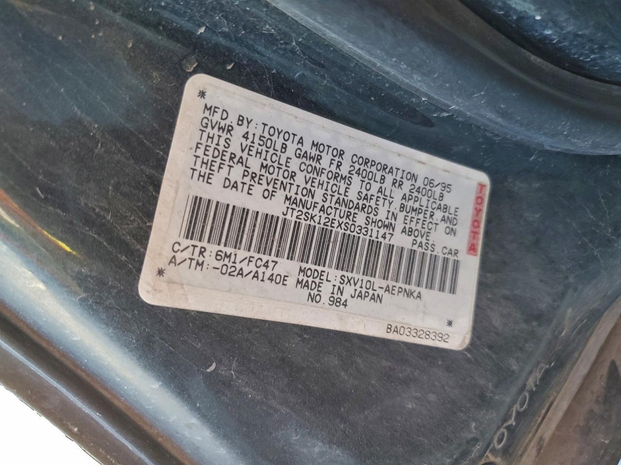 1995 Toyota Camry Le Green vin: JT2SK12EXS0331147