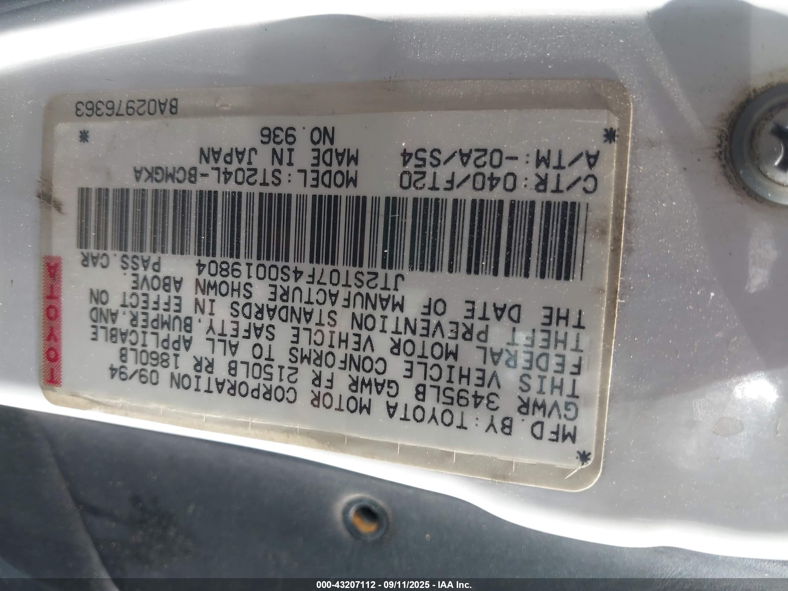 1995 Toyota Celica Gt White vin: JT2ST07F4S0019804