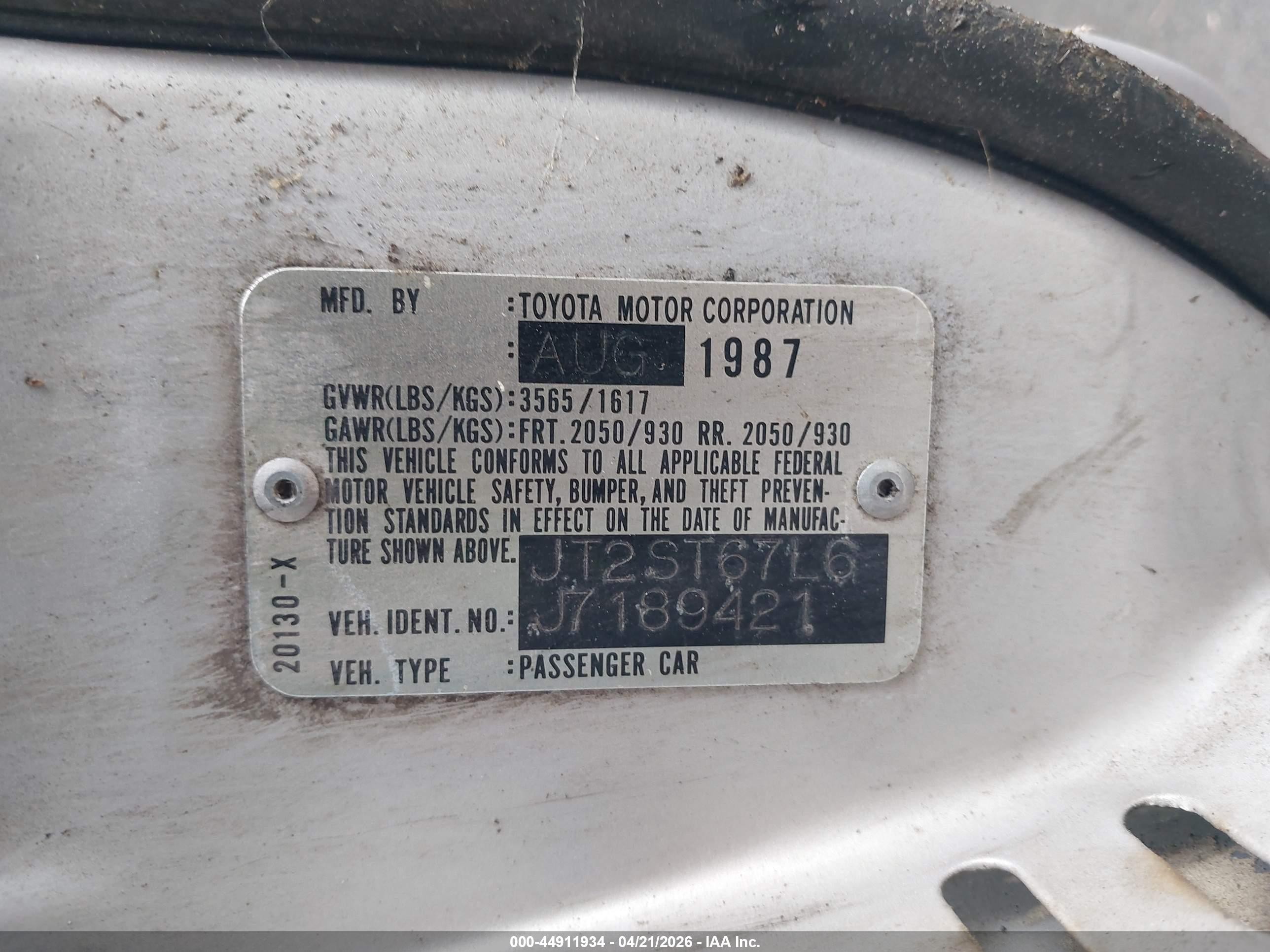 1988 Toyota Celica Gt Silver vin: JT2ST67L6J7189421