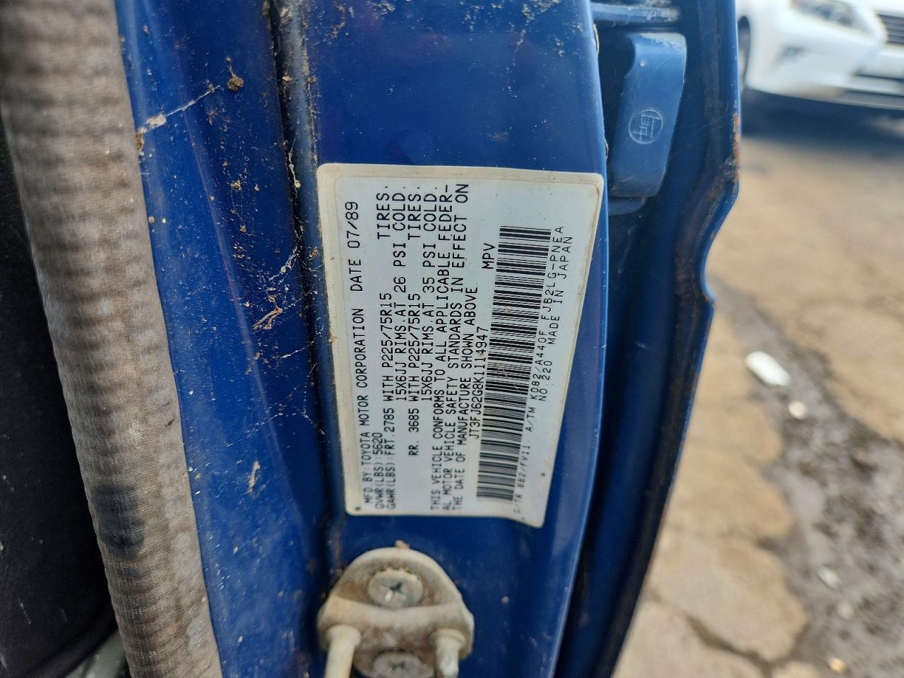 1989 Toyota Land Cruiser Fj62 Gx Blue vin: JT3FJ62G8K1114947