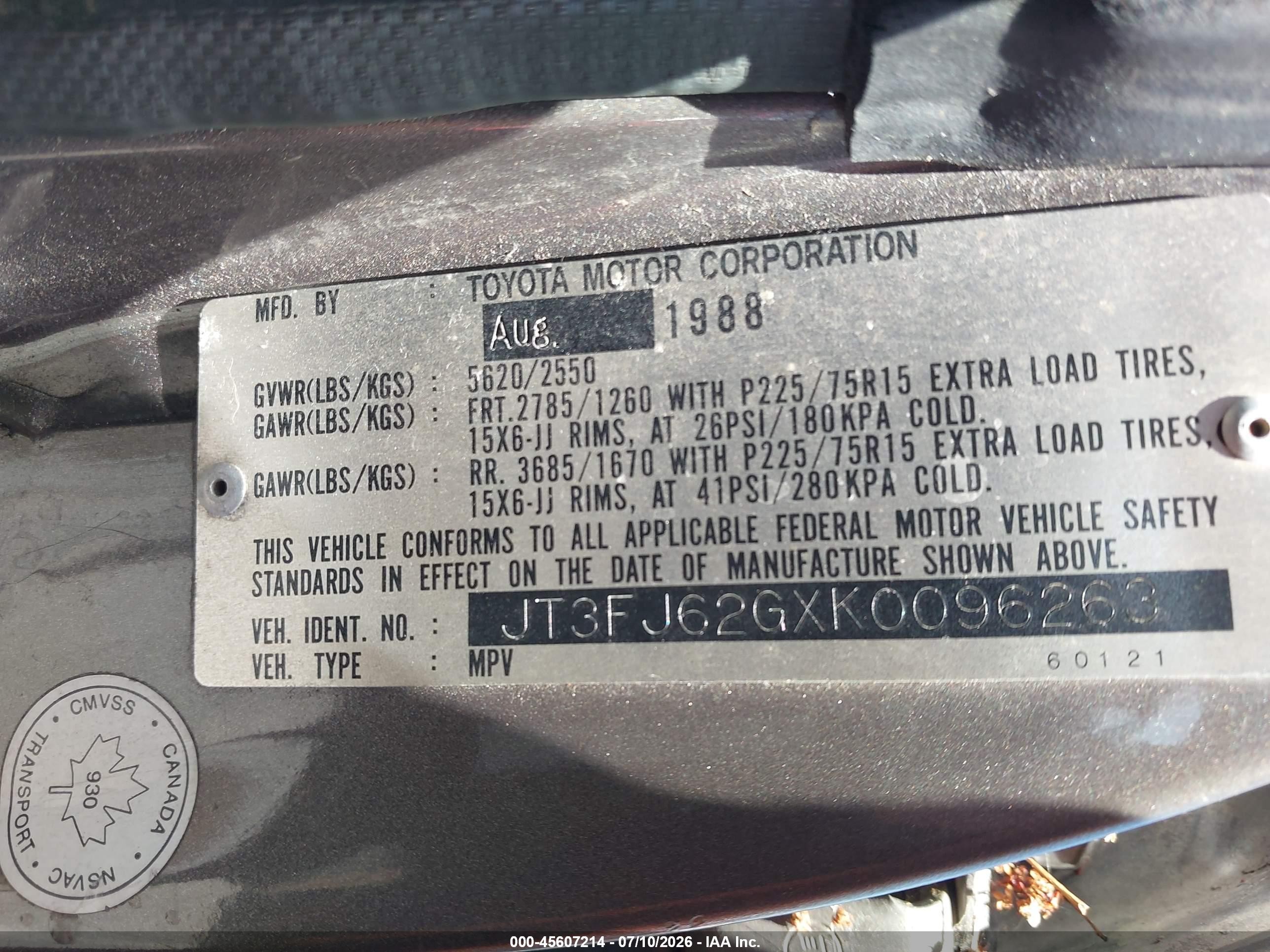 1989 Toyota Land Cruiser Fj62 Gx Серый vin: JT3FJ62GXK0096263