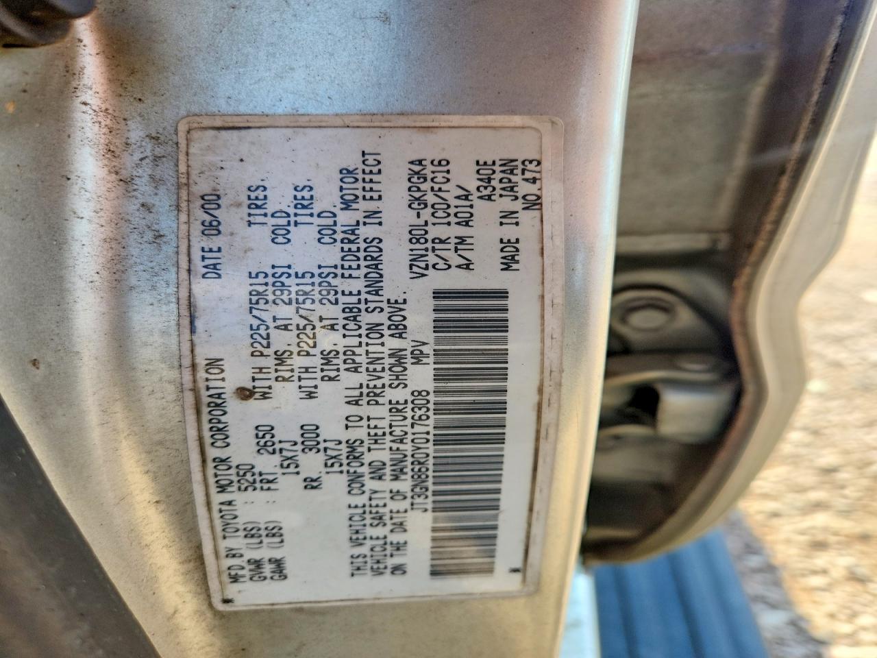 2000 Toyota 4runner Sr5 Silver vin: JT3GN86R0Y0176308