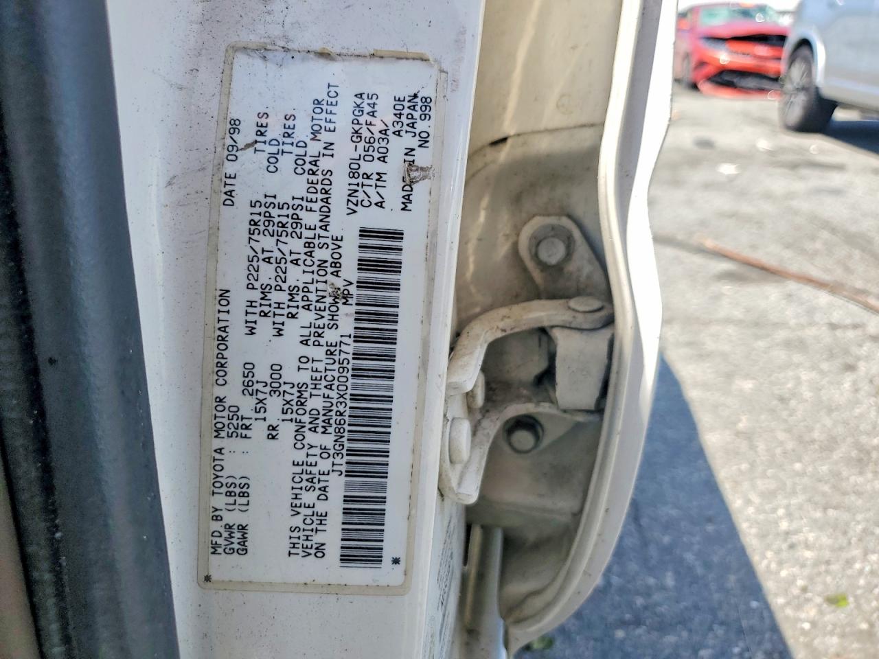 1999 Toyota 4runner Sr5 White vin: JT3GN86R3X0095771