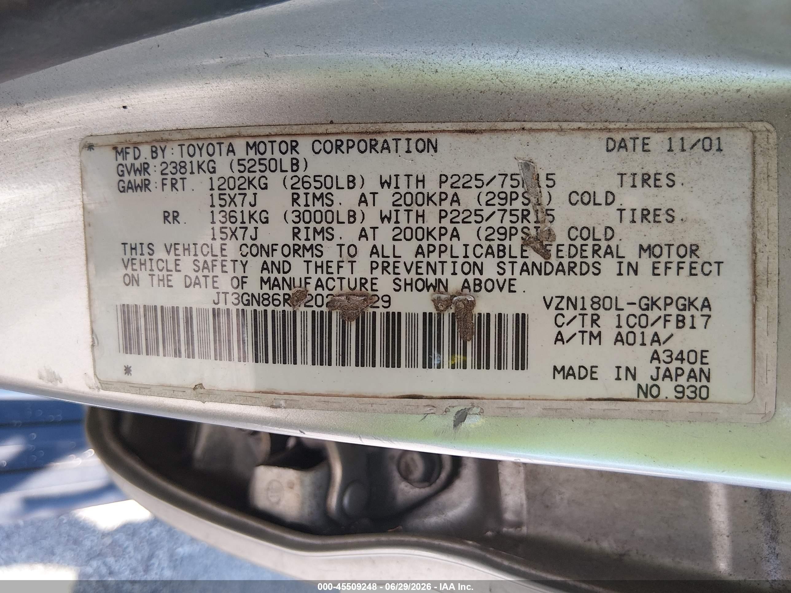 2002 Toyota 4runner Sr5 V6 Silver vin: JT3GN86R420230829