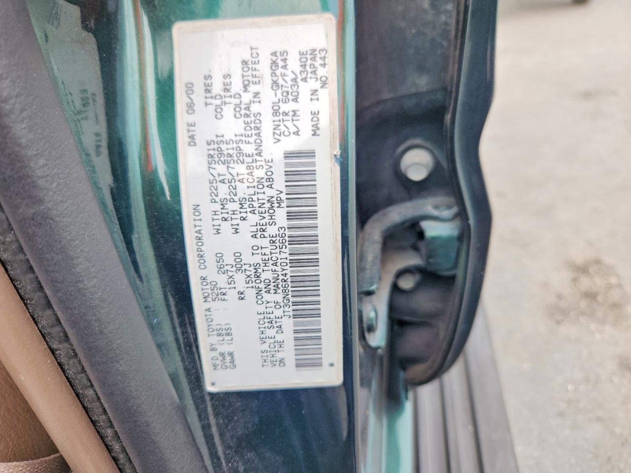 2000 Toyota 4runner Sr5 Green vin: JT3GN86R4Y0175663