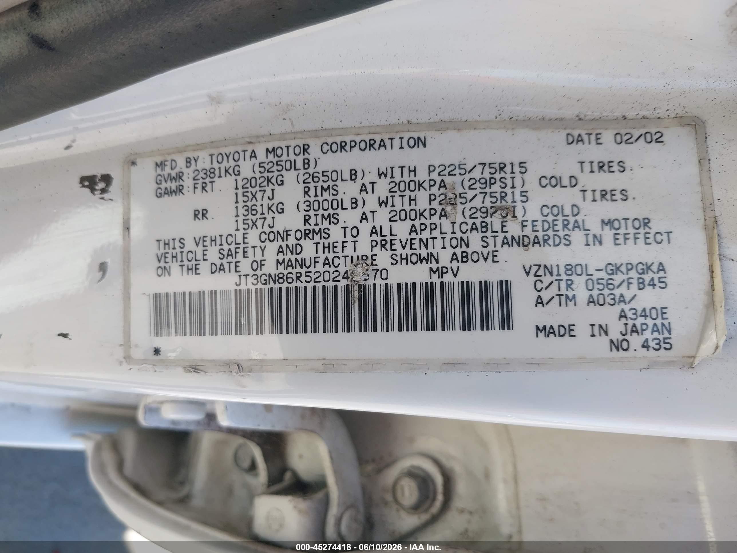 2002 Toyota 4runner Sr5 V6 White vin: JT3GN86R520242570