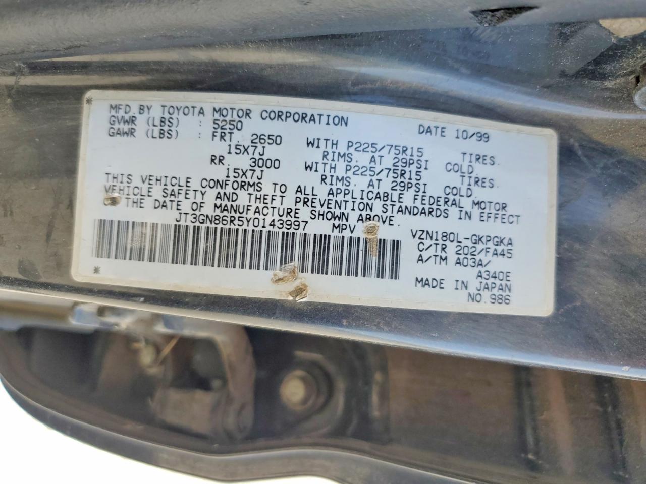 2000 Toyota 4runner Sr5 Черный vin: JT3GN86R5Y0143997