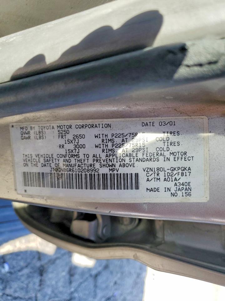2001 Toyota 4runner Sr5 Серый vin: JT3GN86R610208992