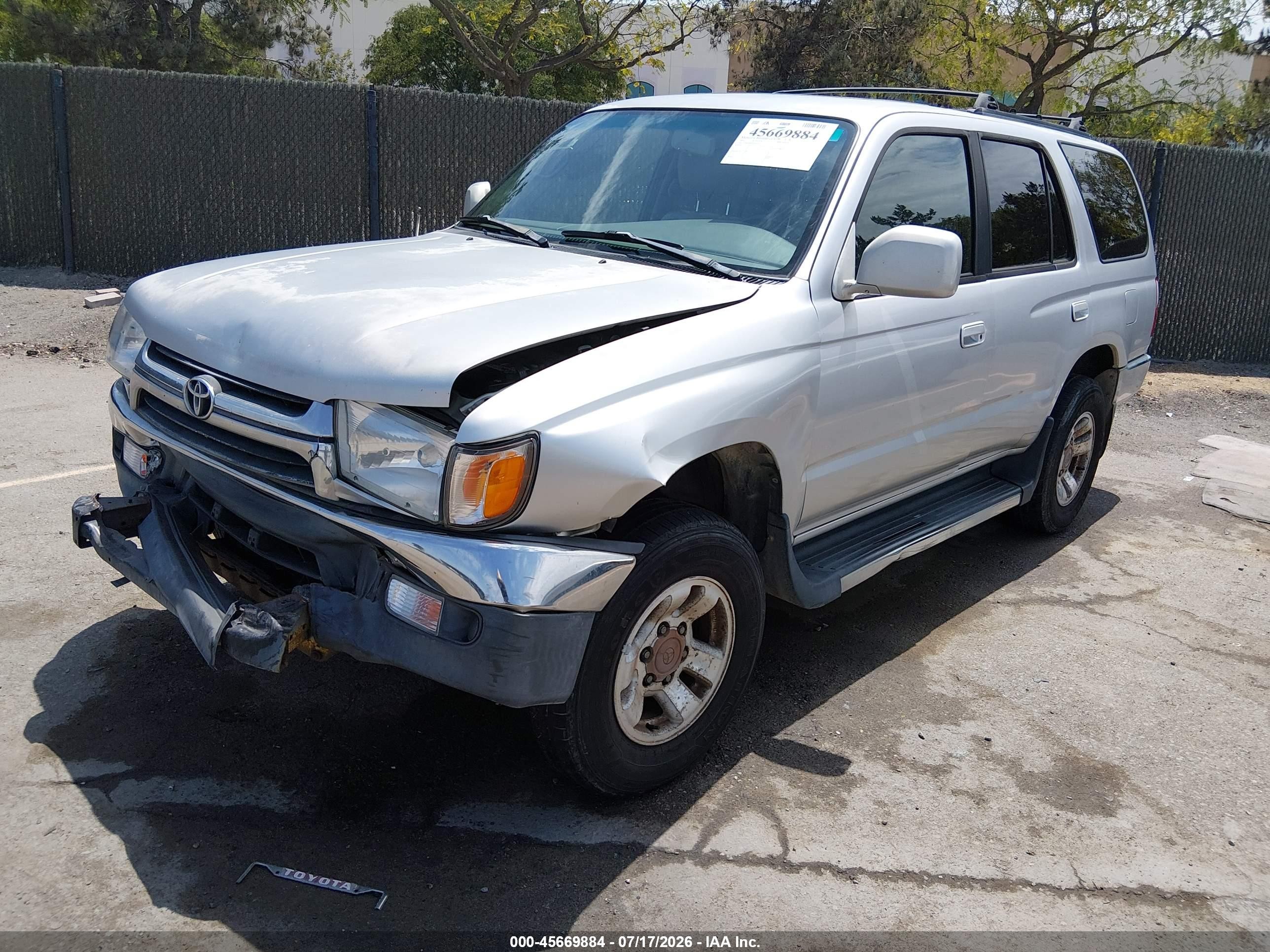 2002 Toyota 4runner Sr5 V6 Silver vin: JT3GN86R620253075