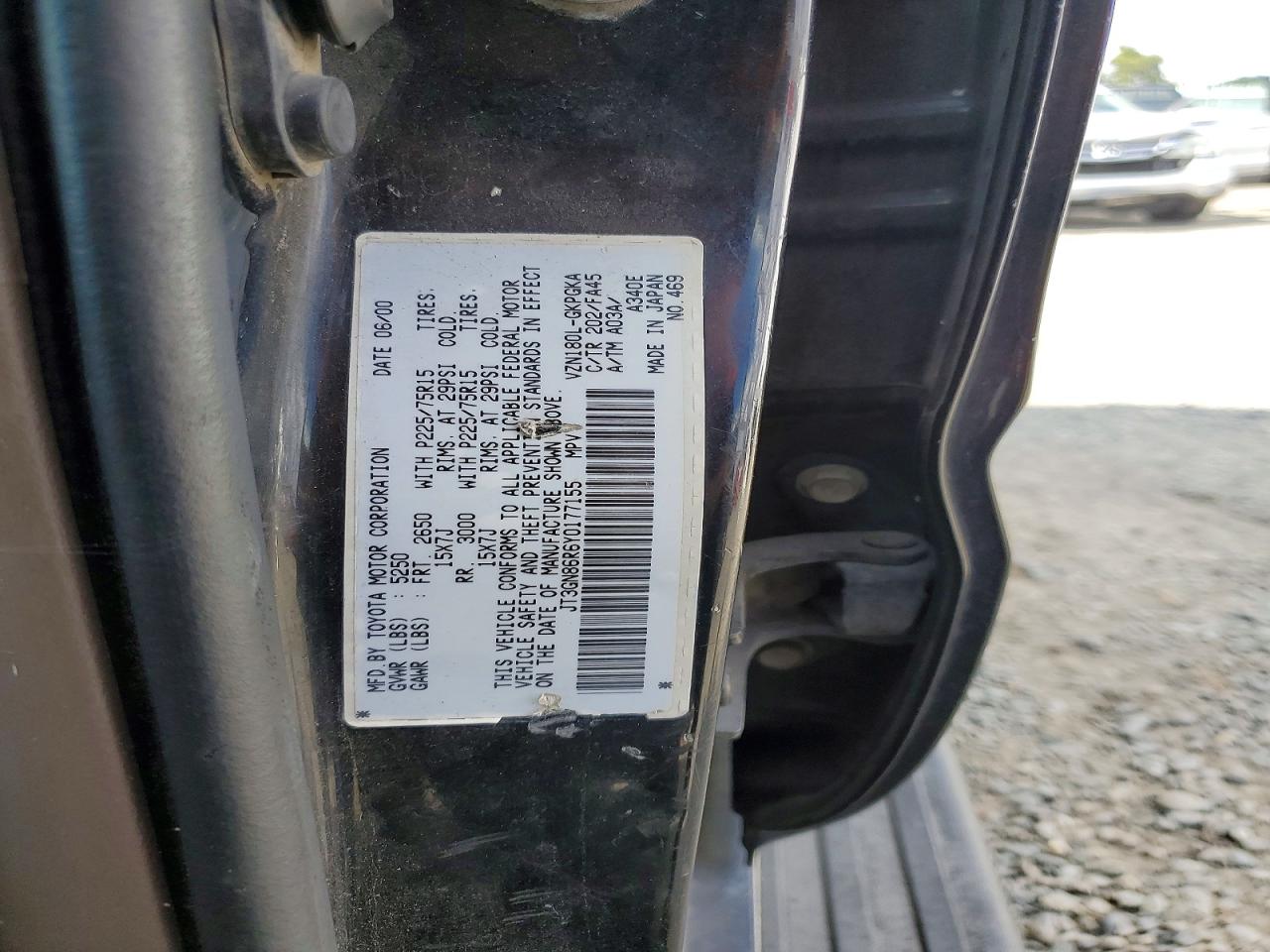 2000 Toyota 4runner Sr5 Black vin: JT3GN86R6Y0177155