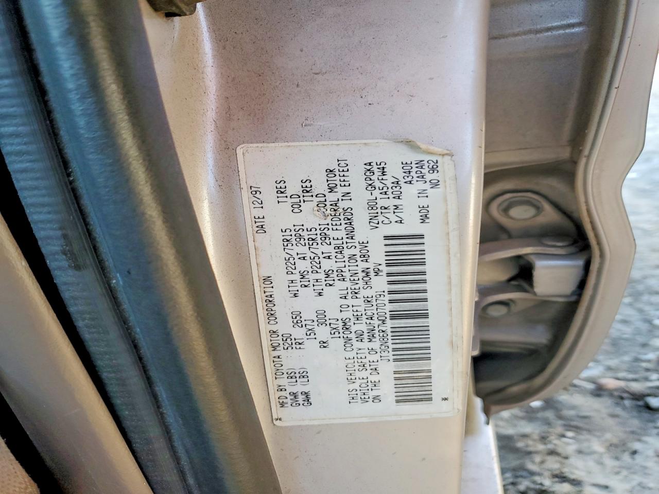 1998 Toyota 4runner Sr5 Beige vin: JT3GN86R7W0070791