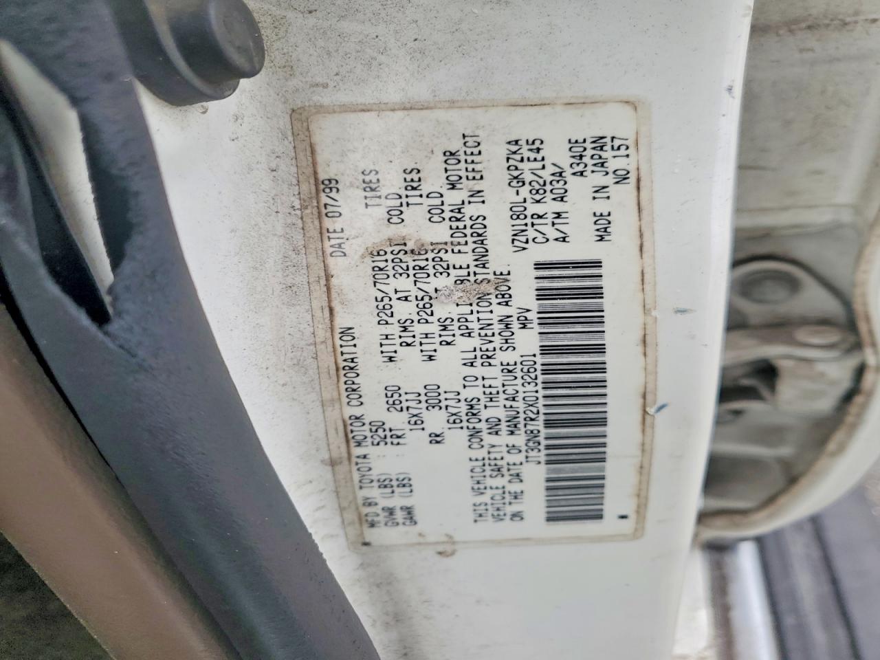 1999 Toyota 4runner Limited Белый vin: JT3GN87R2X0132601