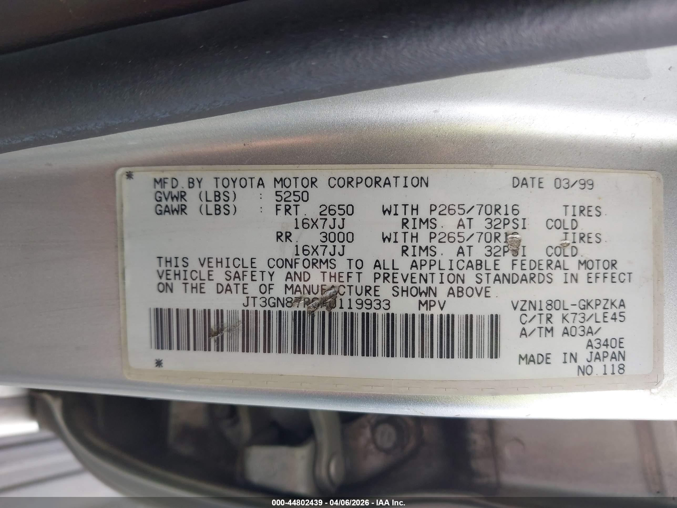 1999 Toyota 4runner Limited V6 Silver vin: JT3GN87R6X0119933