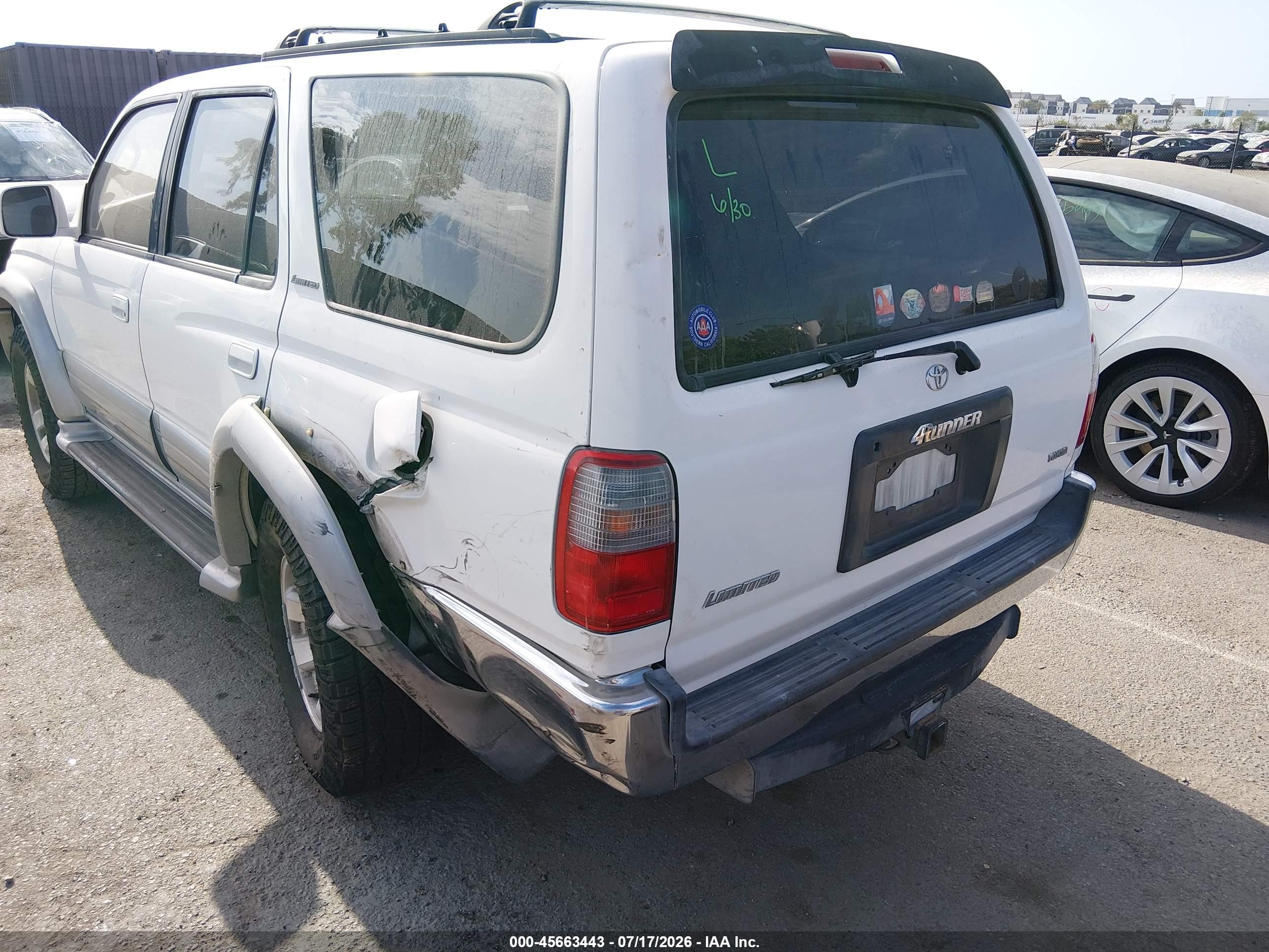 1998 Toyota 4runner Sr5 V6 Limited White vin: JT3GN87R7W0086746