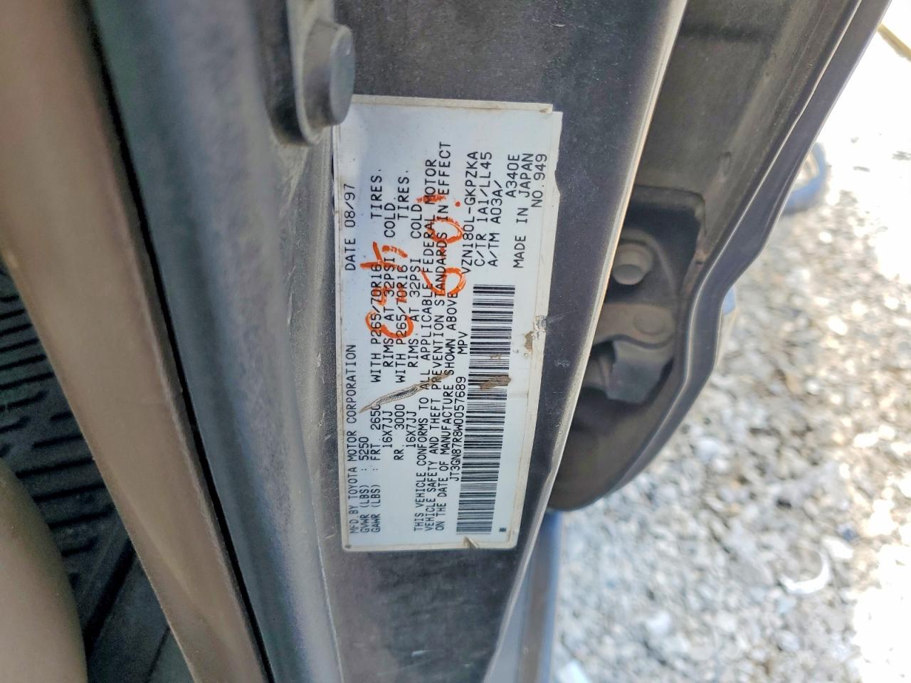 1998 Toyota 4runner Limited Gray vin: JT3GN87R8W0057689