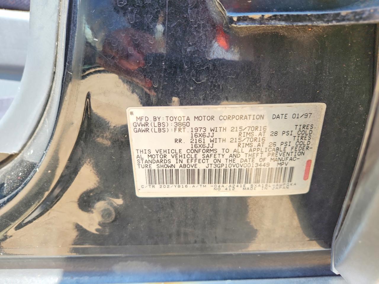 1997 Toyota Rav4 Base Black vin: JT3GP10V0V0013449