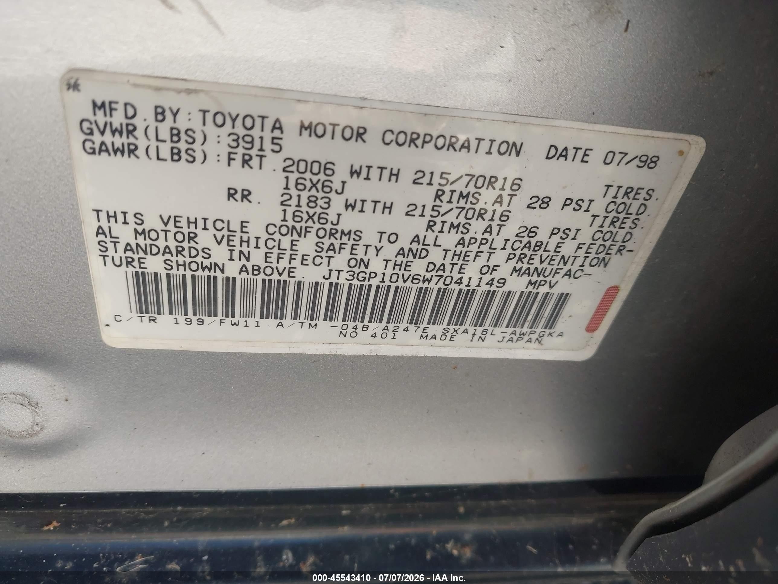 1998 Toyota Rav4   Silver vin: JT3GP10V6W7041149