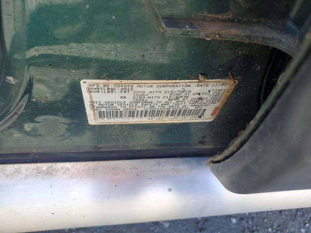 1998 Toyota Rav4 Green vin: JT3GP10V9W7028556