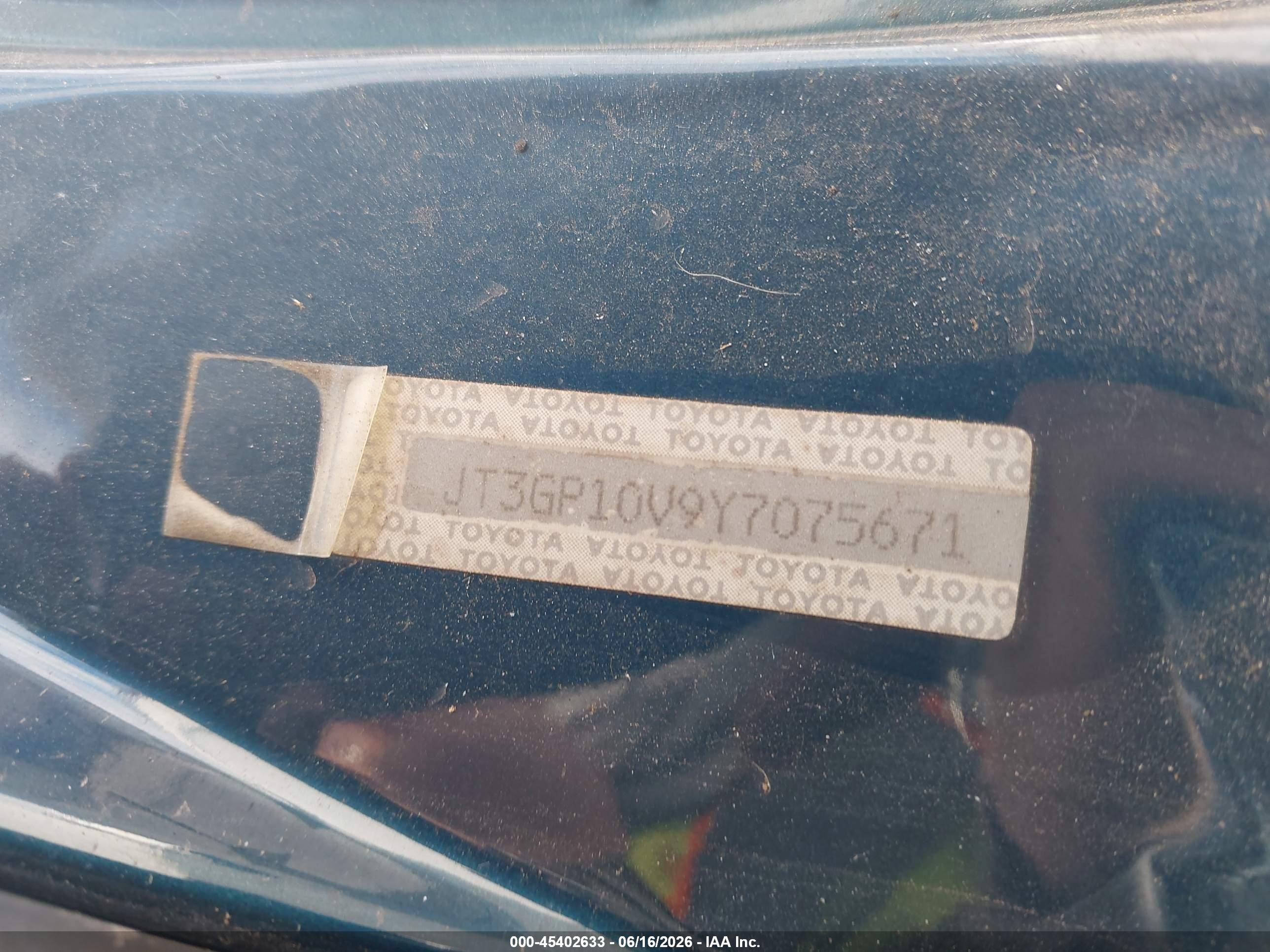 2000 Toyota Rav4   Green vin: JT3GP10V9Y7075671