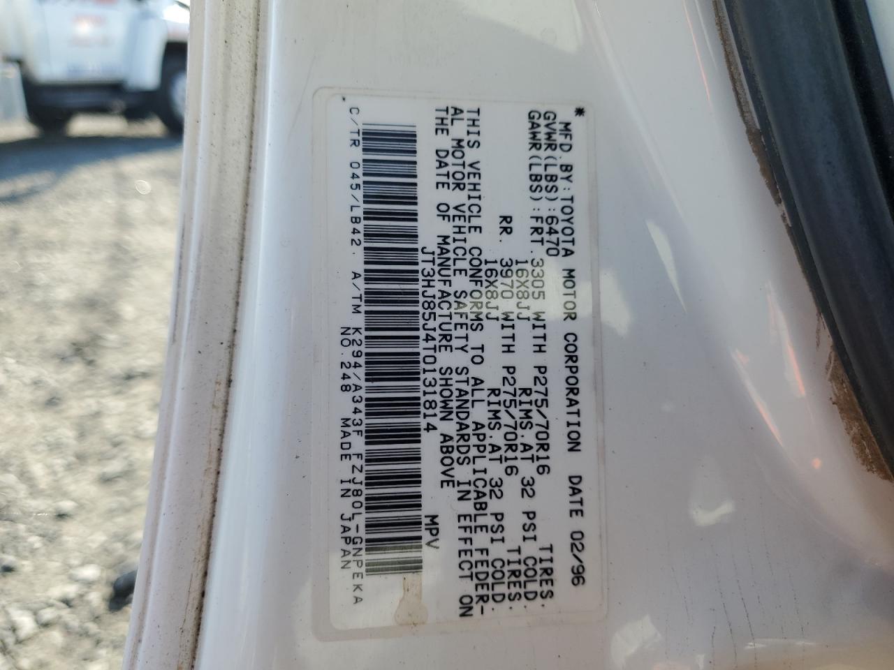 1996 Toyota Land Cruiser Hj85 White vin: JT3HJ85J4T0131814