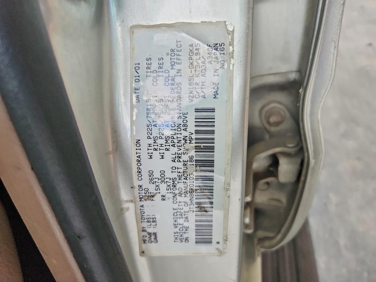 2001 Toyota 4runner Sr5 Silver vin: JT3HN86R010345186