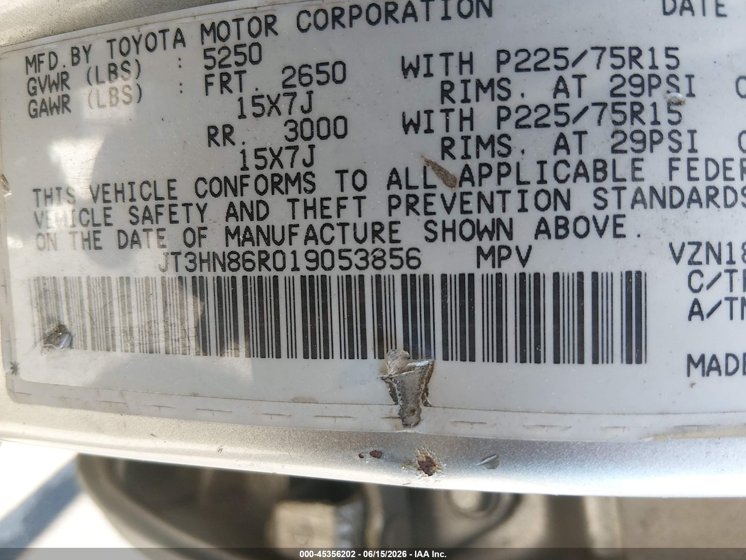 2001 Toyota 4runner Sr5 V6 Silver vin: JT3HN86R019053856