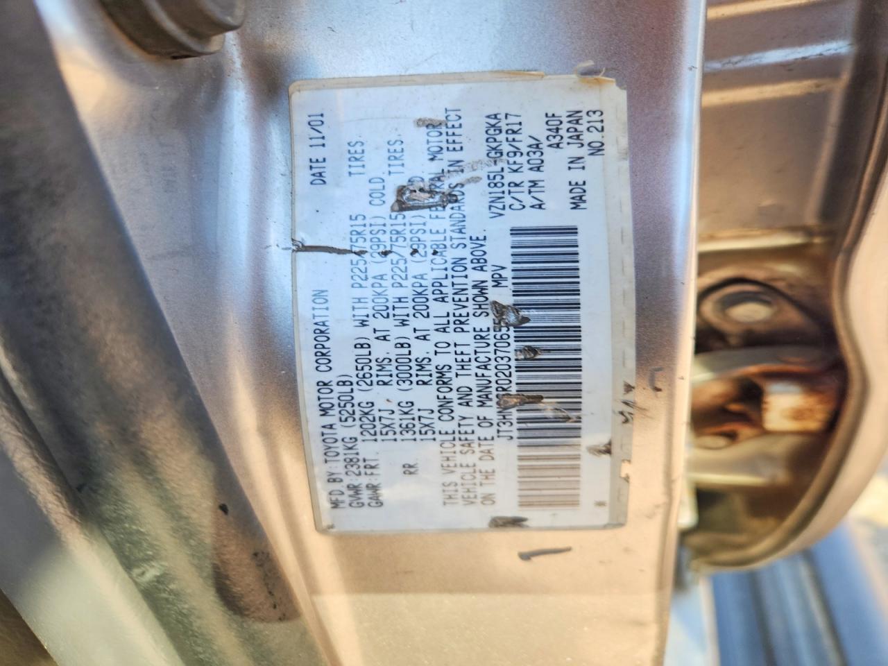 2002 Toyota 4runner Sr5 Серебряный vin: JT3HN86R020370655