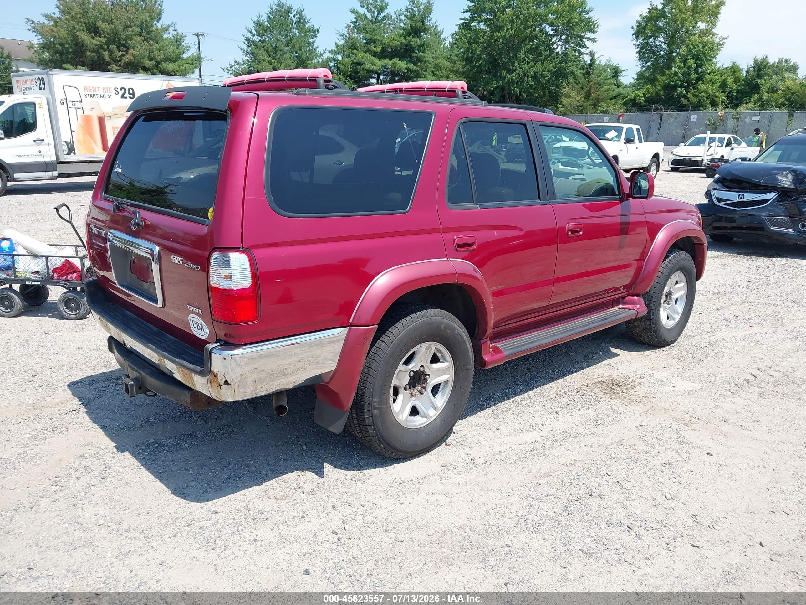 2002 Toyota 4runner Sr5 V6 Burgundy vin: JT3HN86R129073938