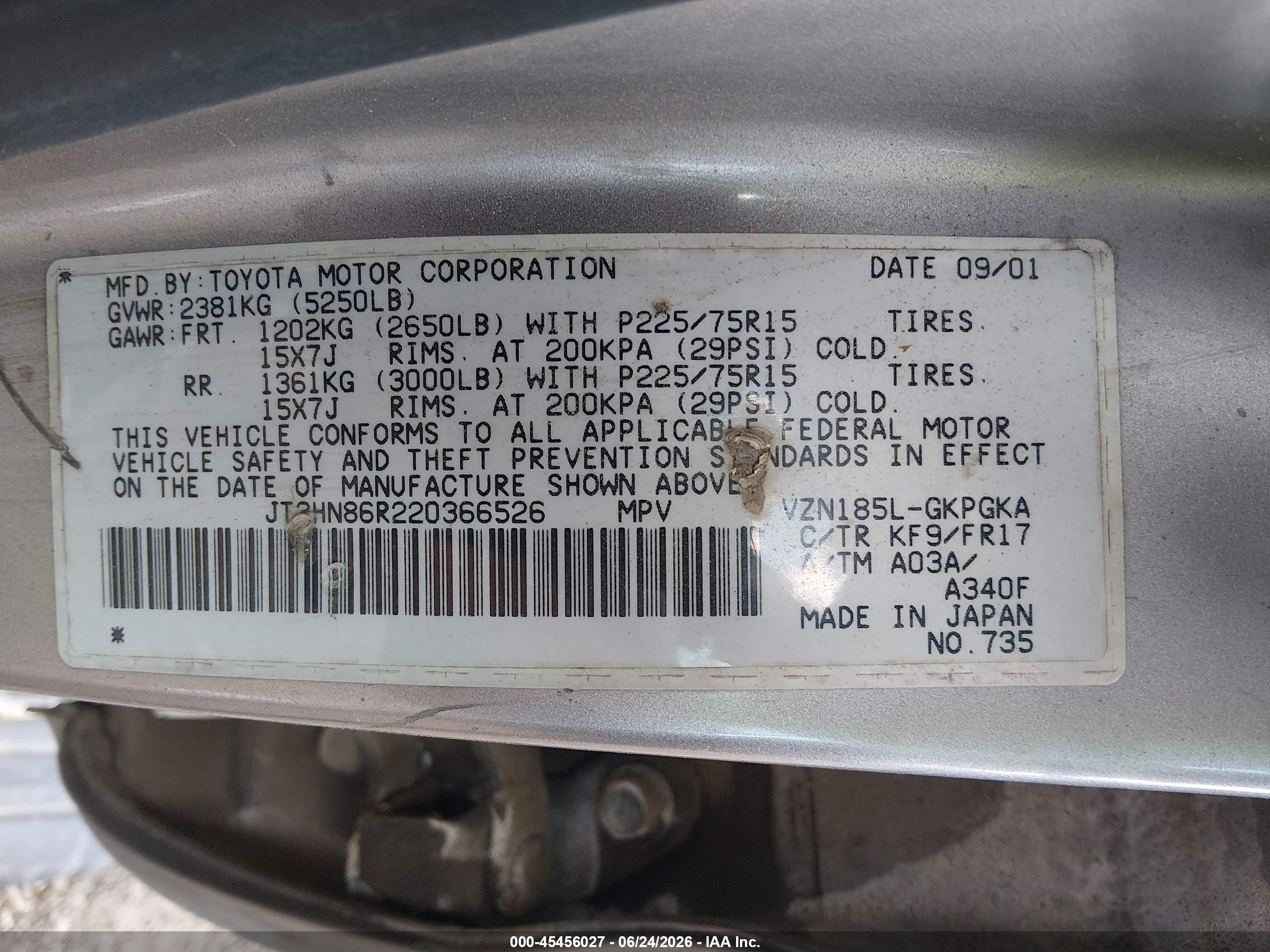 2002 Toyota 4runner Sr5 V6 Silver vin: JT3HN86R220366526