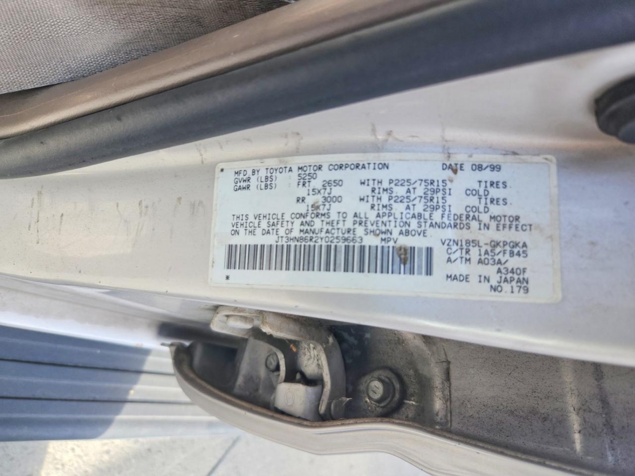 2000 Toyota 4runner Sr5 Silver vin: JT3HN86R2Y0259663