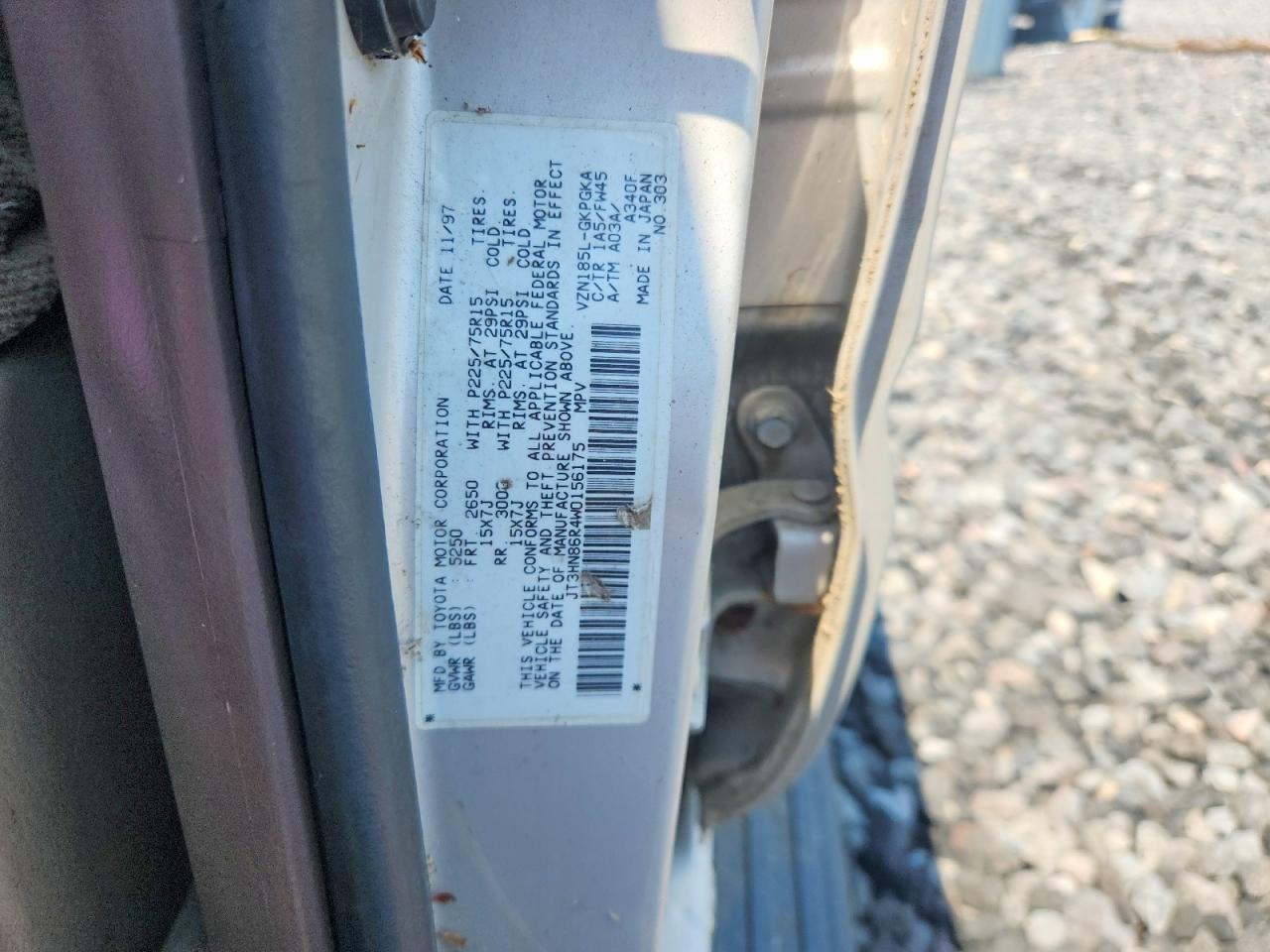 1998 Toyota 4runner Sr5 Gray vin: JT3HN86R4W0156175