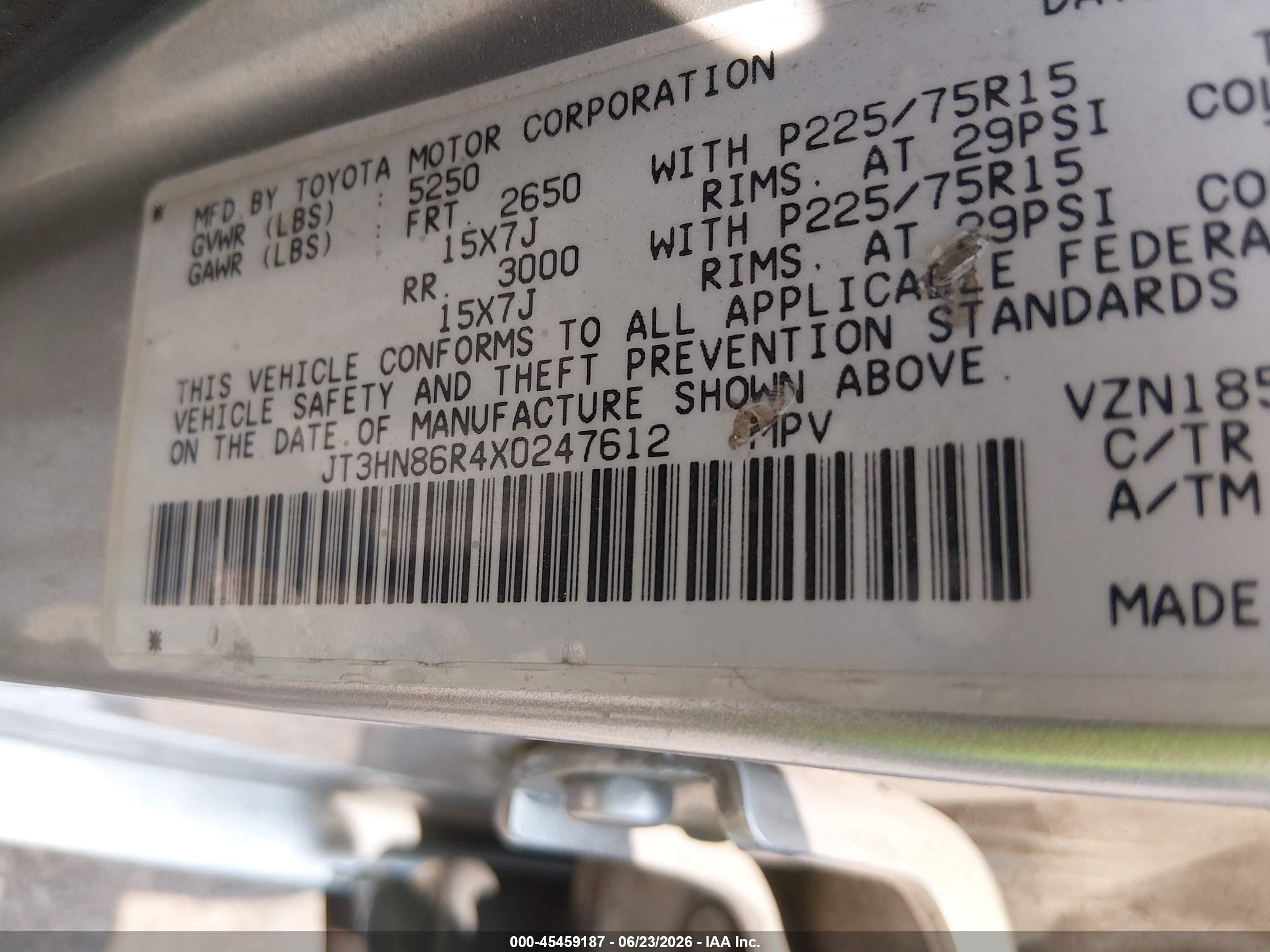 1999 Toyota 4runner Sr5 V6 Silver vin: JT3HN86R4X0247612