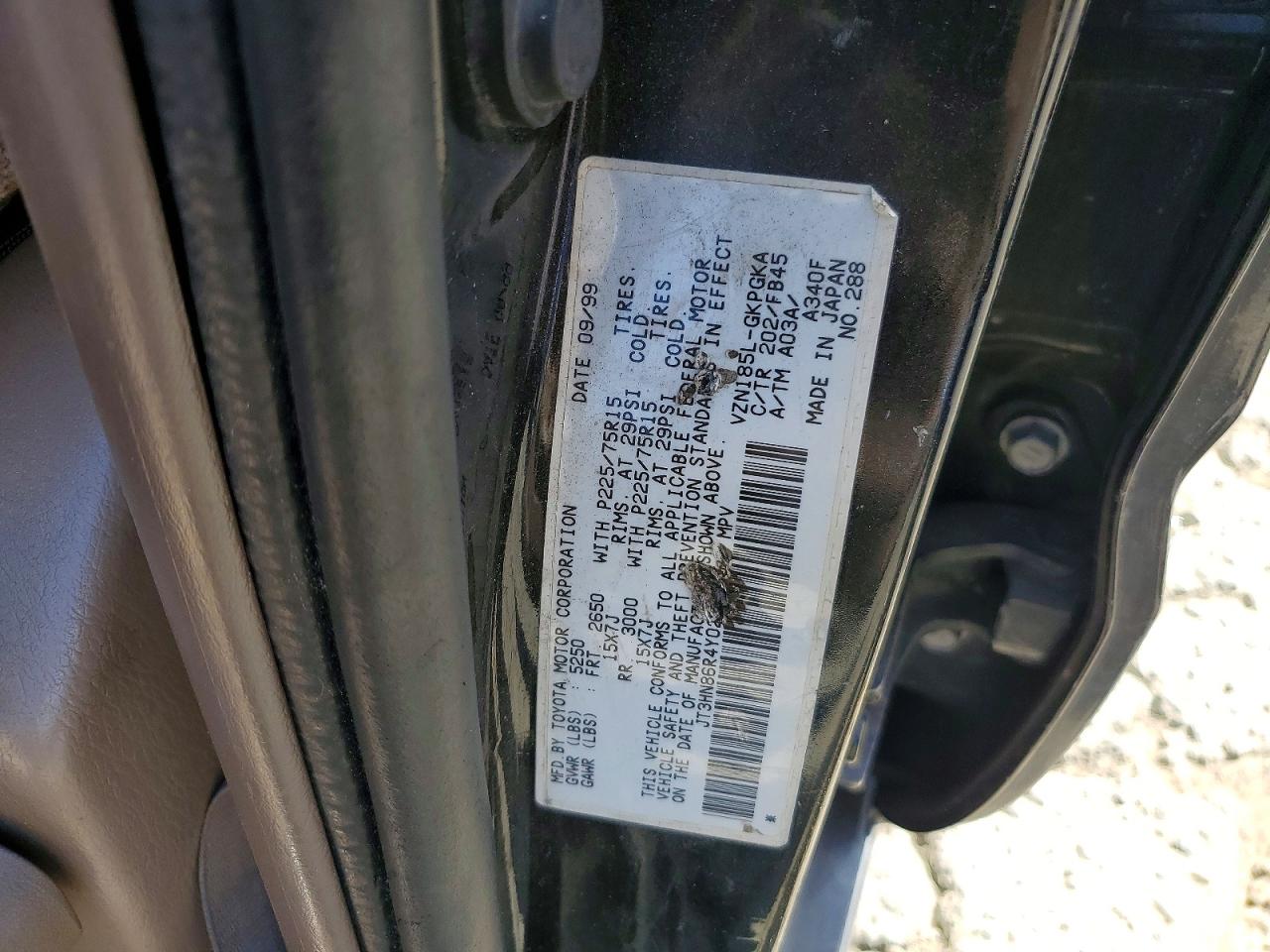 2000 Toyota 4runner Sr5 Black vin: JT3HN86R4Y0266405