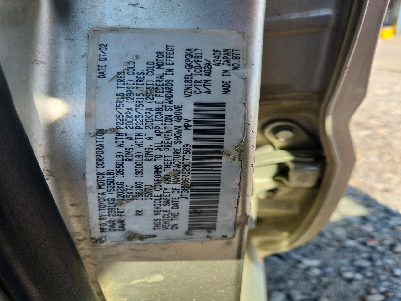 2002 Toyota 4runner Sr5 Silver vin: JT3HN86R529077569