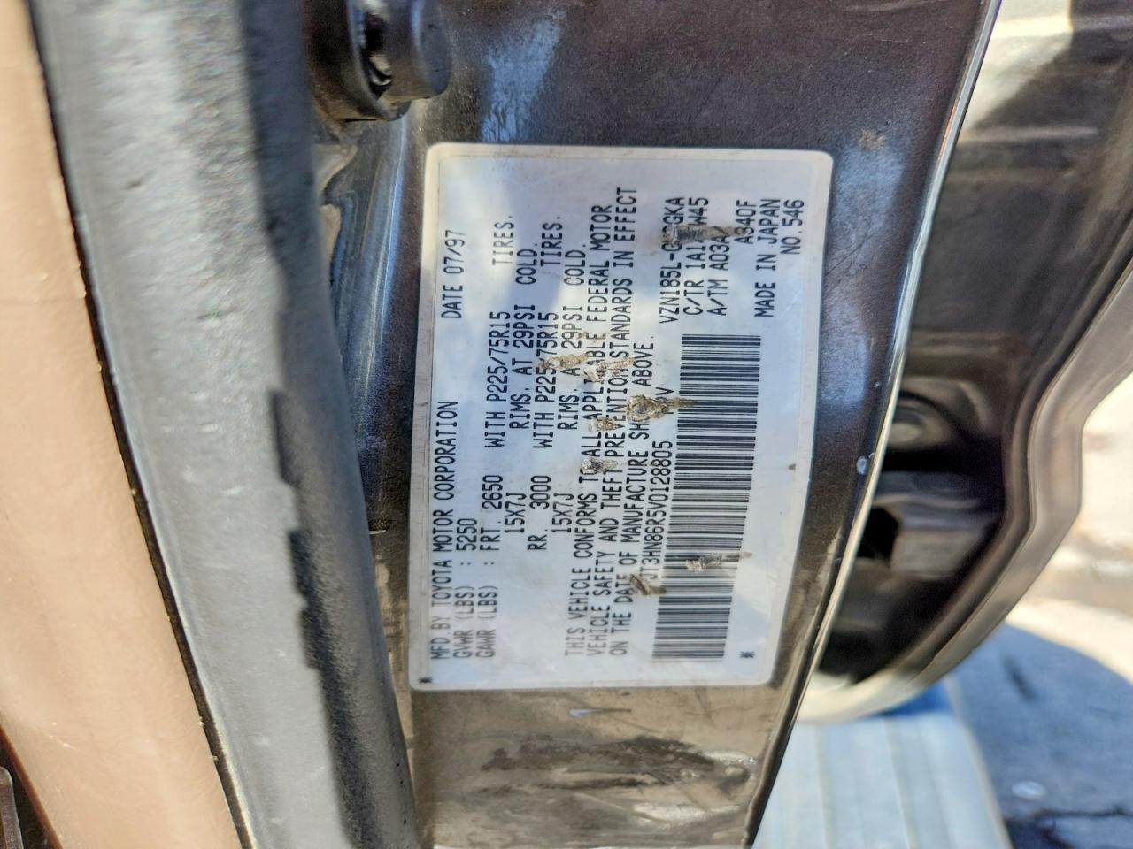 1997 Toyota 4runner Sr5 Gray vin: JT3HN86R5V0128805