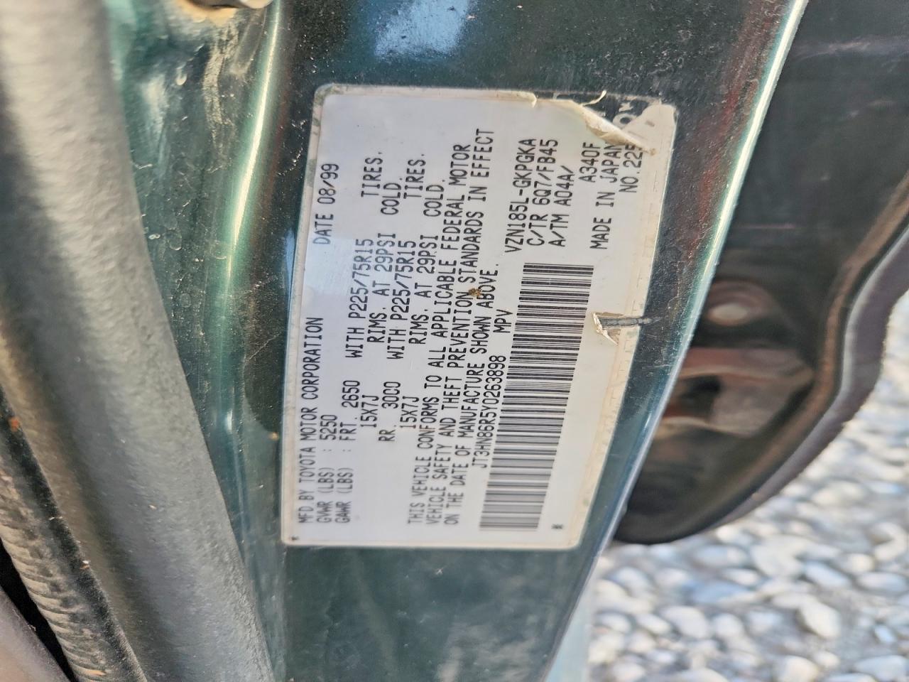 2000 Toyota 4runner Sr5 Black vin: JT3HN86R5Y0263898