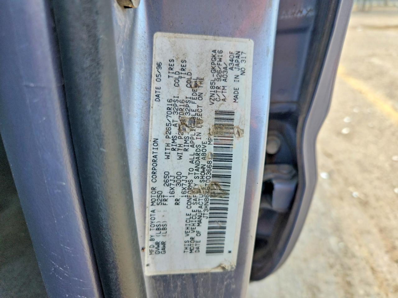 1996 Toyota 4runner Sr5 Blue vin: JT3HN86R6T0036681