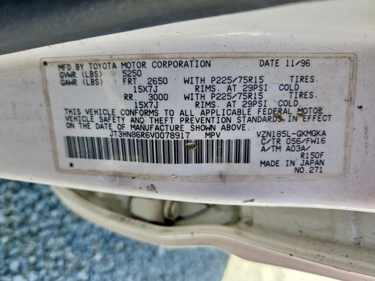 1997 Toyota 4runner Sr5 Белый vin: JT3HN86R6V0078917