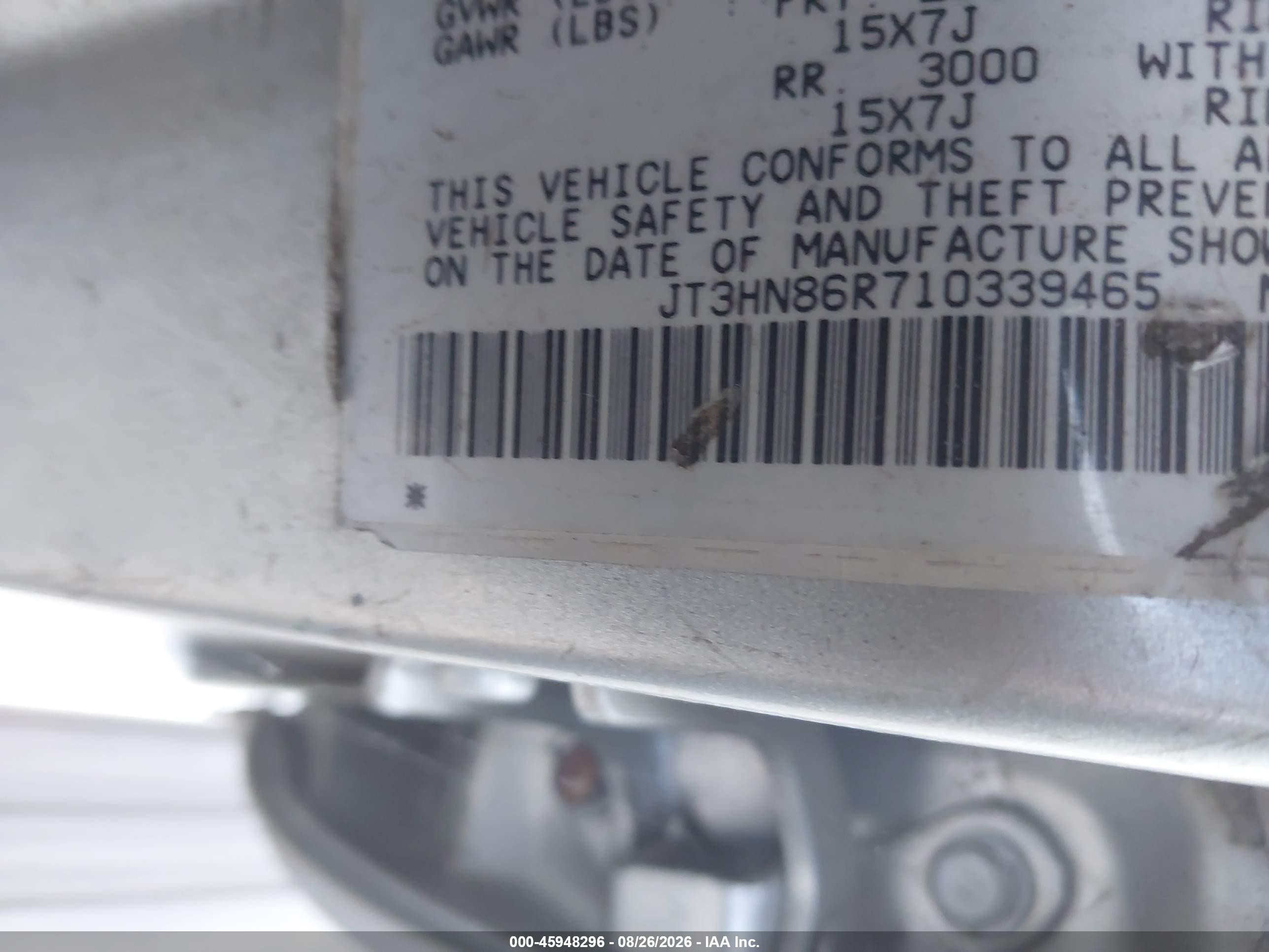 2001 Toyota 4runner Sr5 V6 Silver vin: JT3HN86R710339465