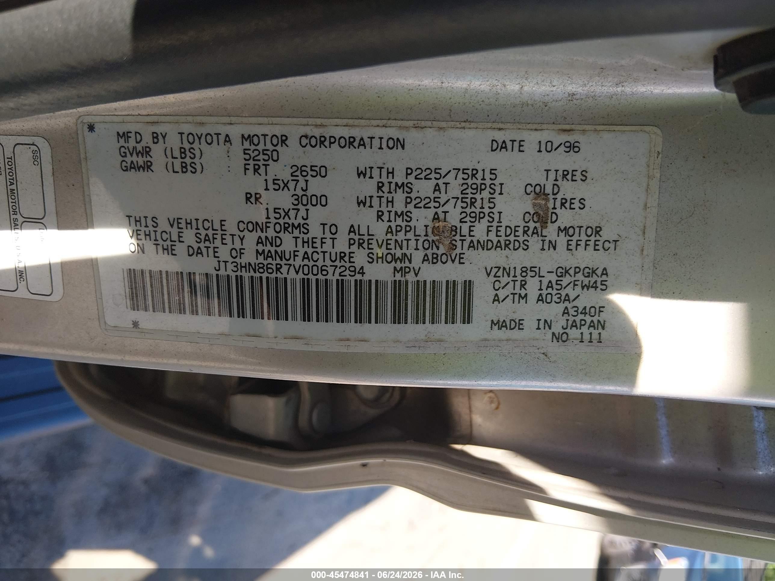1997 Toyota 4runner Sr5 V6 Cream vin: JT3HN86R7V0067294