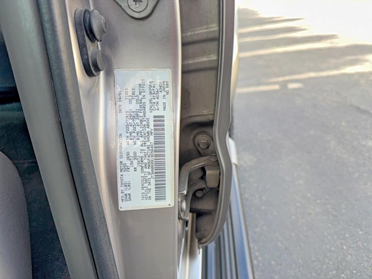 2001 Toyota 4runner Sr5 Silver vin: JT3HN86R819056407