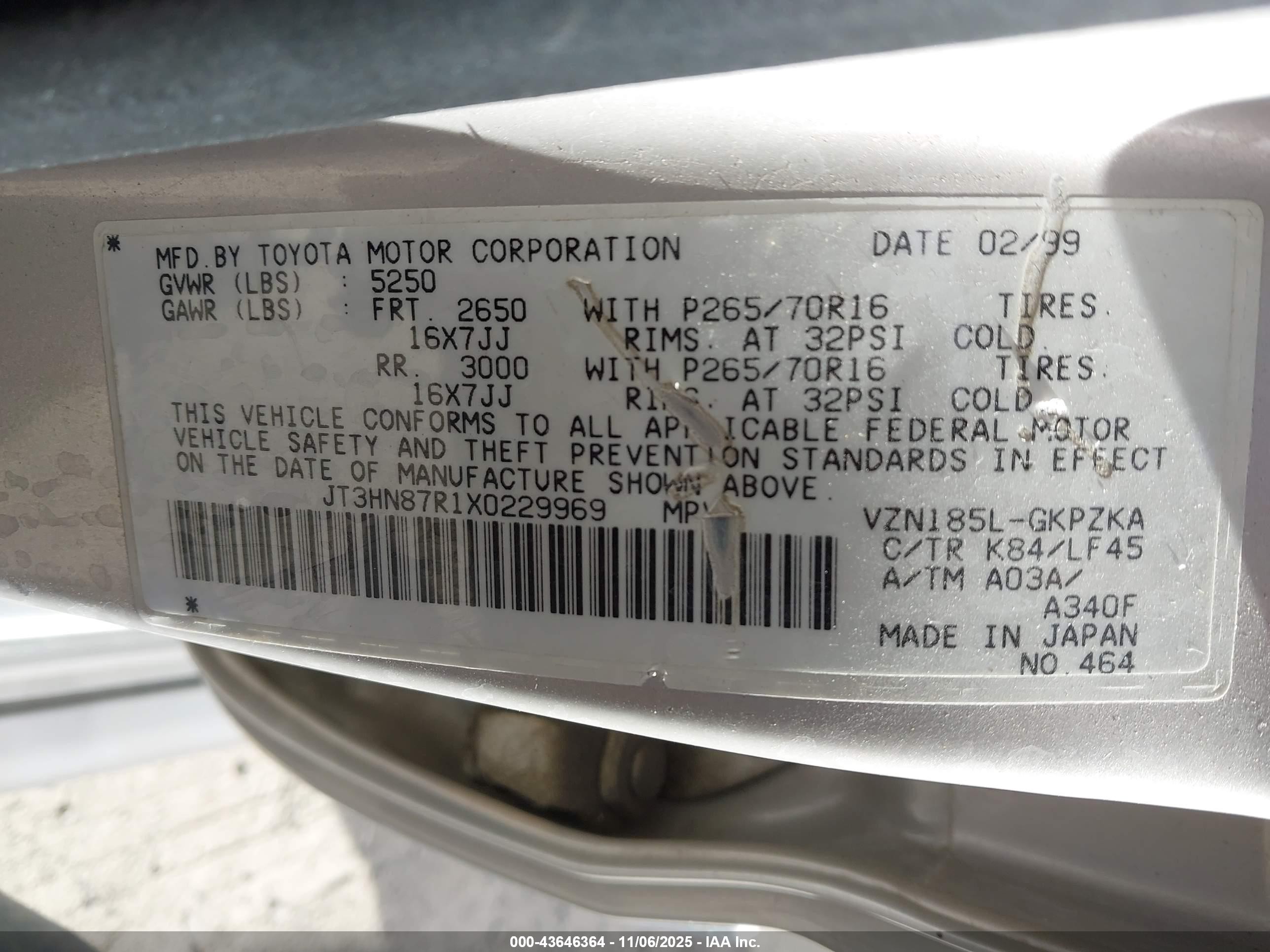 1999 Toyota 4runner Limited V6 Серебряный vin: JT3HN87R1X0229969