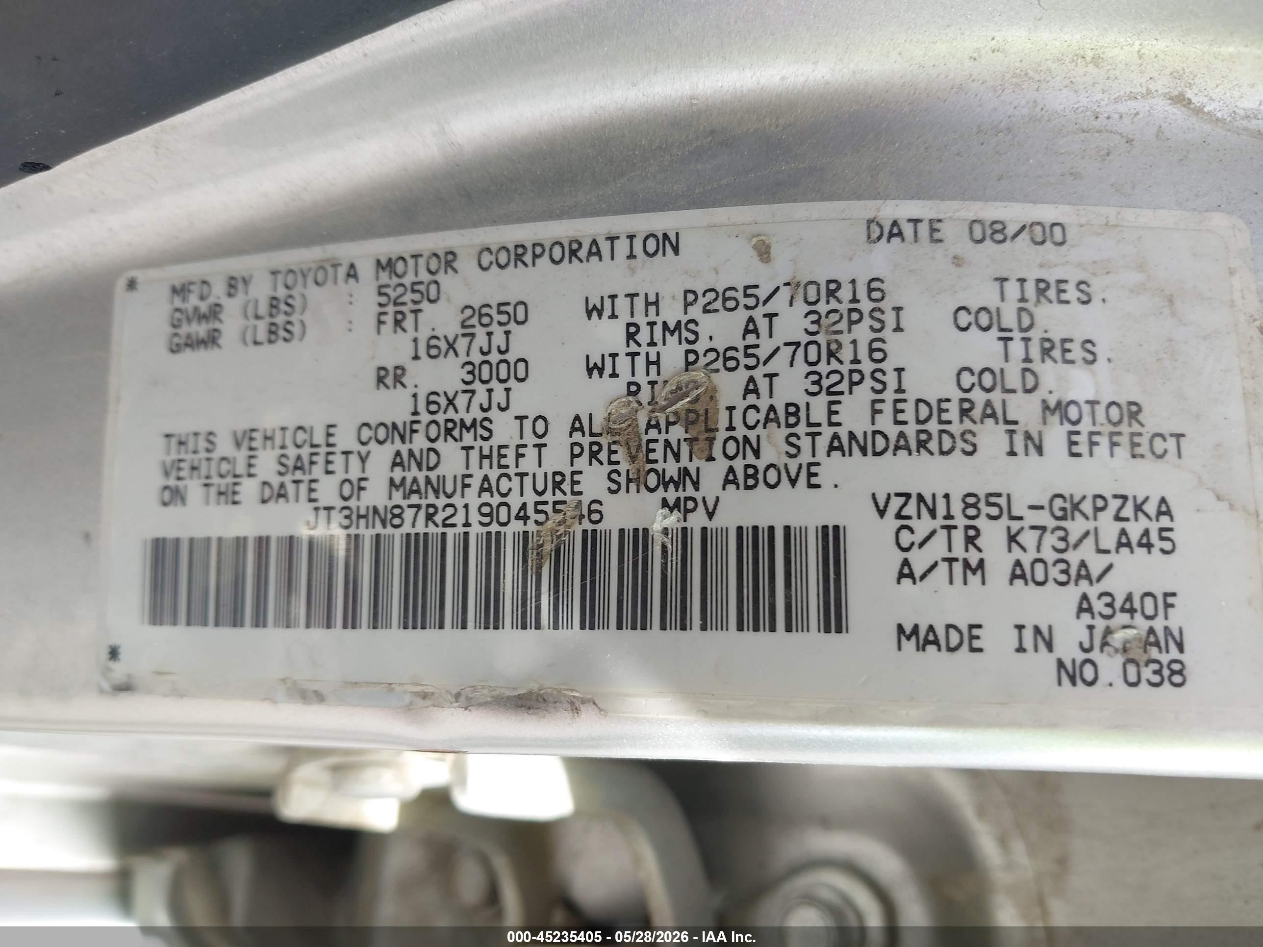 2001 Toyota 4runner Limited V6 Серебряный vin: JT3HN87R219045546