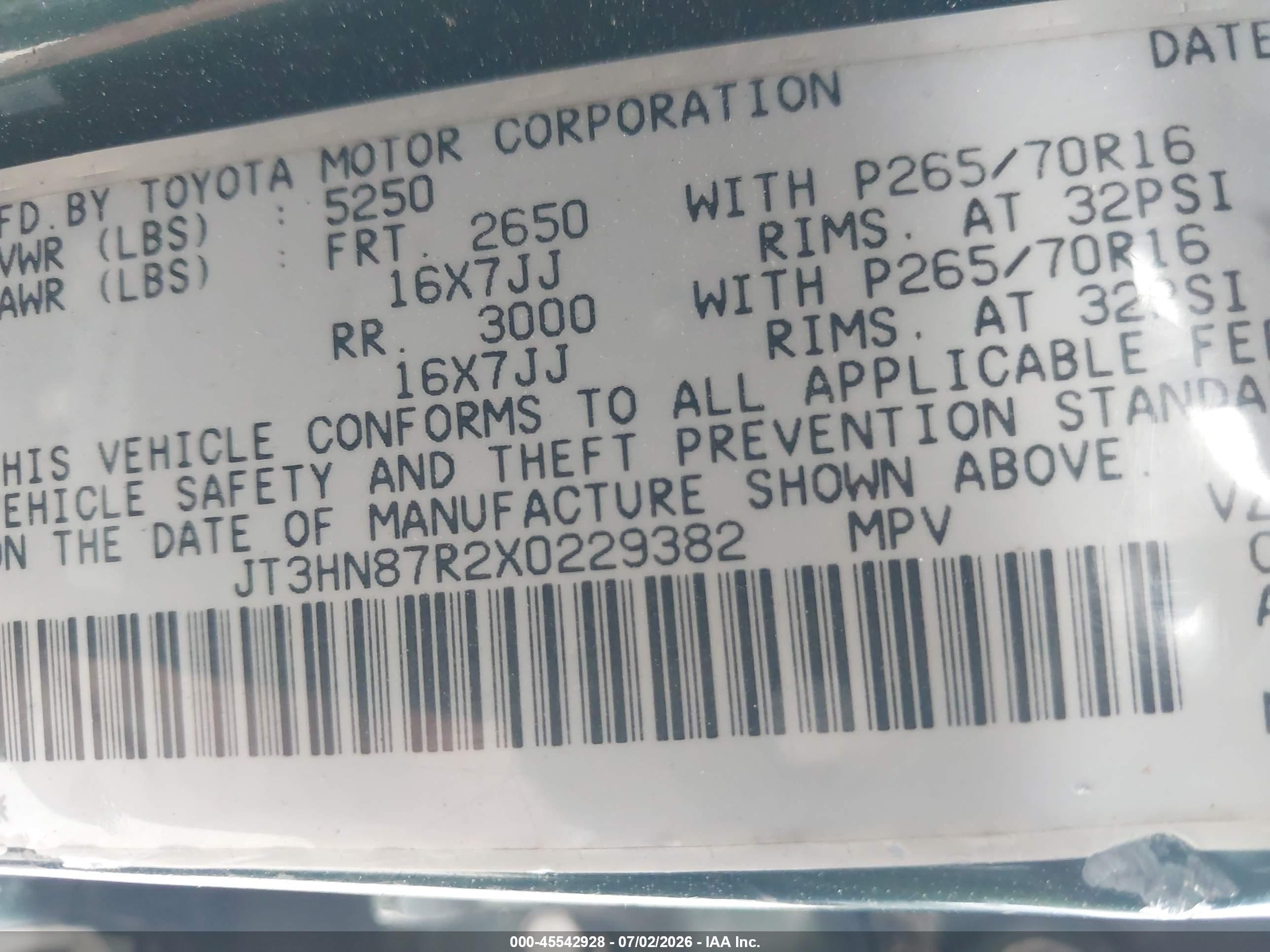 1999 Toyota 4runner Limited V6 Green vin: JT3HN87R2X0229382